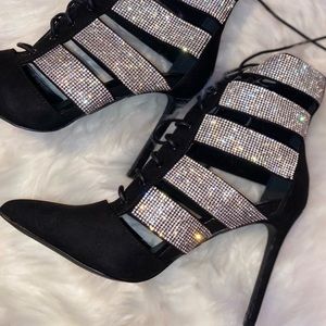 Rhinestone Lace Up Booties